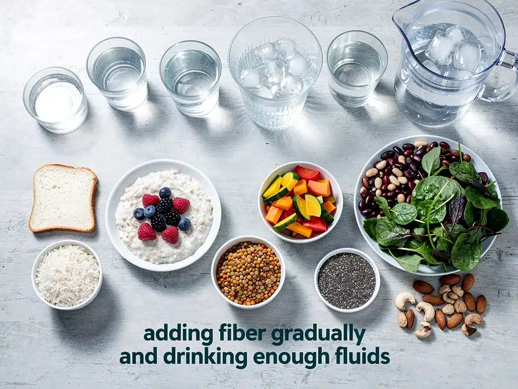 Adding Fiber Gradually and Drinking Enough Fluids